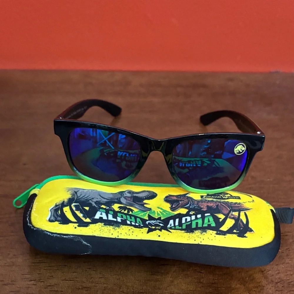 Alpha Kids Sunglasses - Black Frame with Blue Lenses